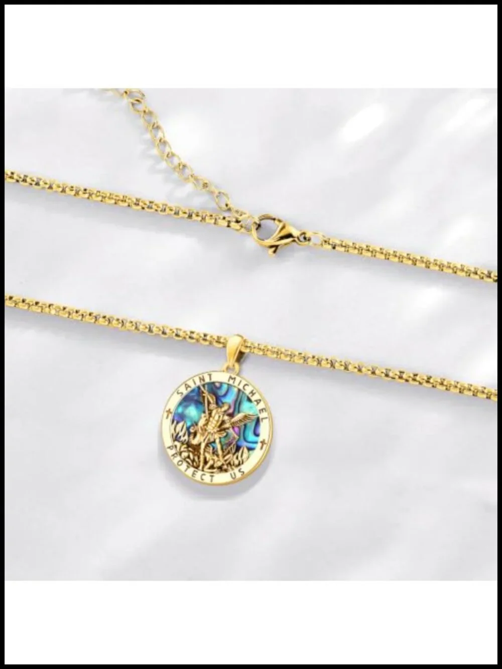 St Michael Pendant Necklace 925 Sterling Silver Gold Plated Religious Jewelry